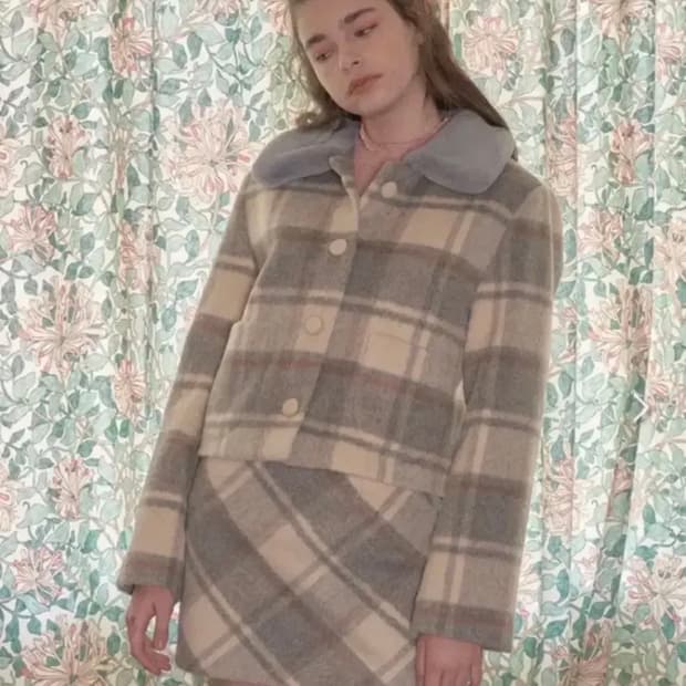 마가린핑거스 크림체크 블루자켓 set