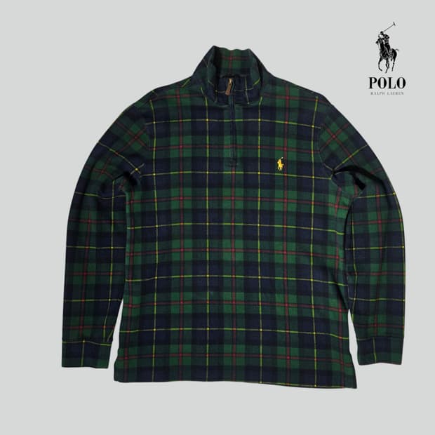 [M]폴로 랄프로렌 타탄체크 반집업 니트(QR정품인증)