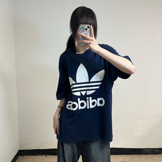 Adidas navy trefoil t-shirt