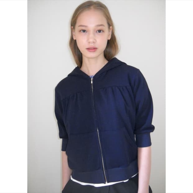 페스토 셔링 집업 후드 네이비