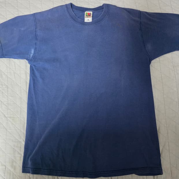 [L] 00s 후룻오브더룸 빈티지 블랭크 티셔츠 네이비 하드페이드
