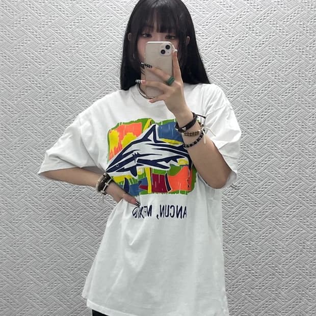 빈티지 캐주얼 키치 페인트 프린팅 반팔티 105 C10631