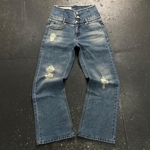 앤더슨 벨 더블 웨이스트 와이드 청바지 