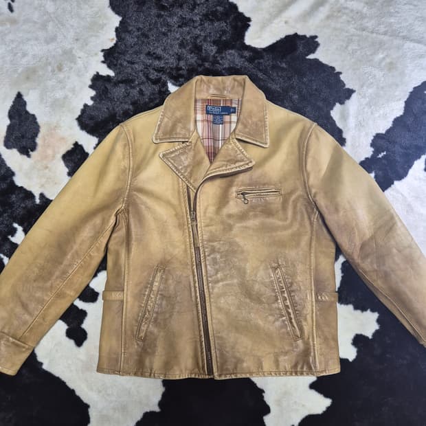 폴로 랄프로렌 에이징 레더 라이더 자켓 L