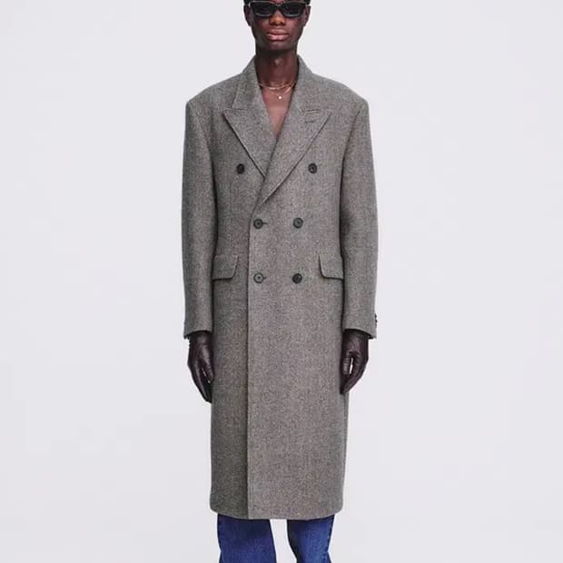 토니웩 23FW 헤링본 더블 코트 L 50