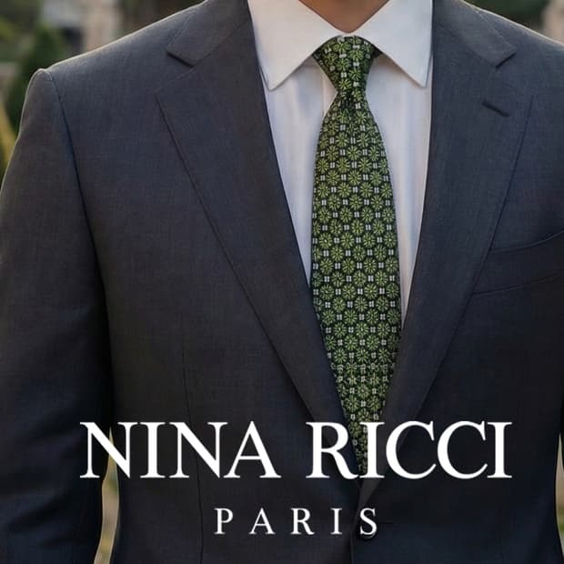 니나리치 실크 그린 패턴 넥타이 9.8cm A+등급 A19793
