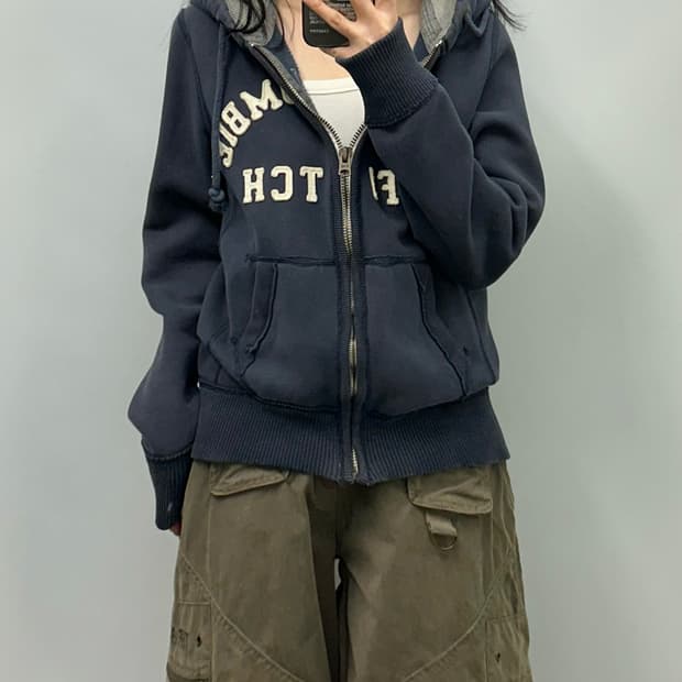 아베크롬비 y2k 와투케 헤비코튼 네이비 후드집업
