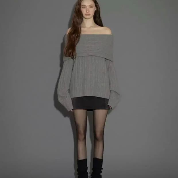 오디에스 ods 오프숄더 그레이