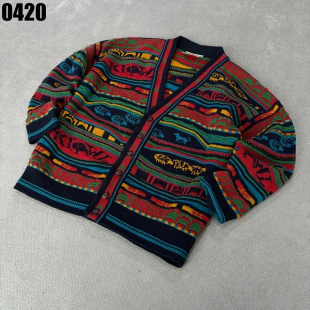 빈티지 케이블 패턴 가디건 m-l