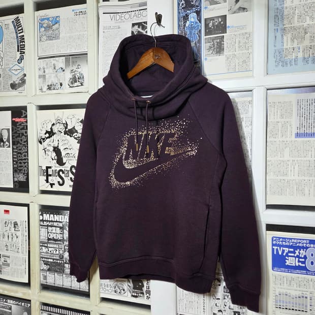 나이키 하이넥 퍼플 빅 로고 후드티