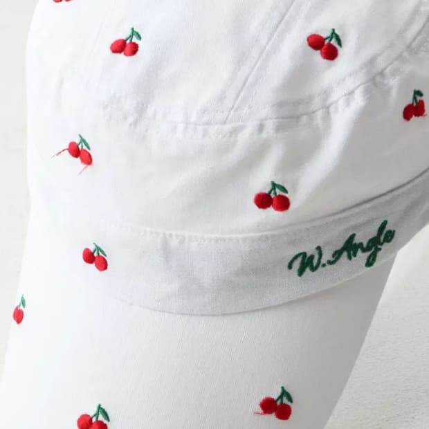 W(F) 와이드앵글 야구모자 볼캡 골프 체리 자수 디자인-2144