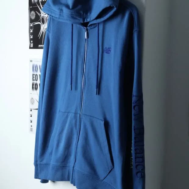 (XL) 뉴발란스 집업 바람막이 점퍼자켓 후드 블루 한정판-135AC