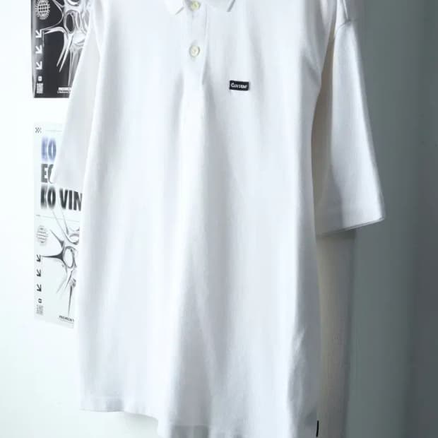 (L) 커버낫 반팔 카라 티셔츠 작은오염 화이트 오버핏-13EF0