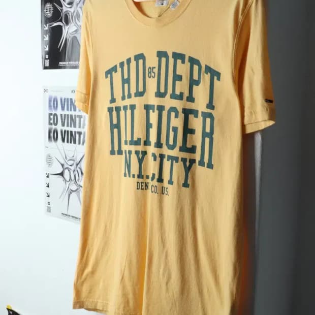 (XL-2XL) 타미힐피거 반팔 티셔츠 빅사이즈 노랑 올드스쿨-142A5