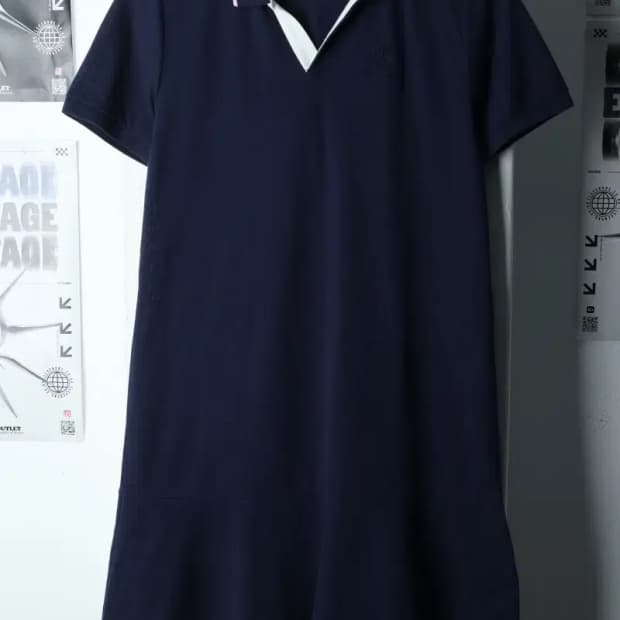 W(XL) 빈폴 드레스 원피스 반팔 브이넥 네이비-143AE