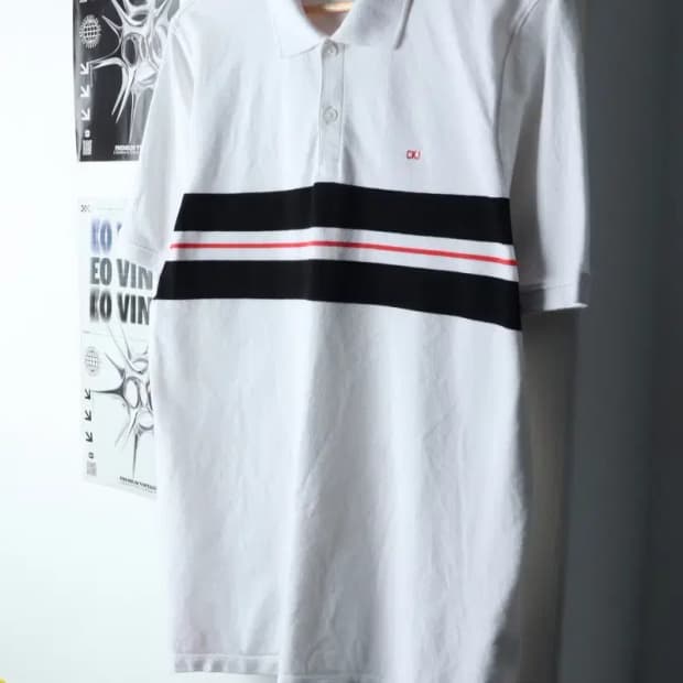 (M-XL) 캘빈클라인 반팔 카라 티셔츠 화이트 올드스쿨-14590