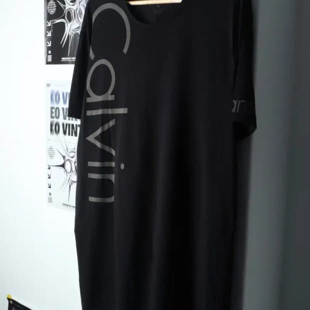 (XL-2XL) 캘빈클라인 반팔 티셔츠 빅사이즈 블랙 올드스쿨-1471A