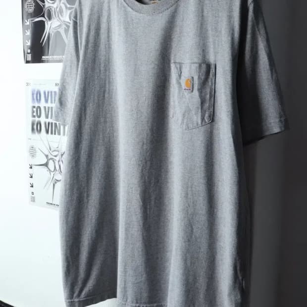(L-2XL) 칼하트 반팔 티셔츠 그레이 포켓 올드스쿨-145B1