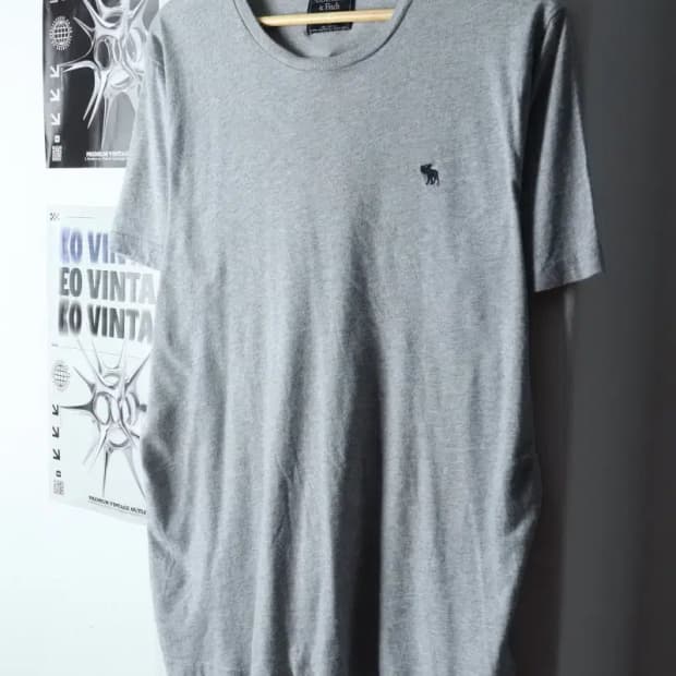 (L-XL) 아베크롬비 반팔 티셔츠 그레이 올드스쿨-145BD