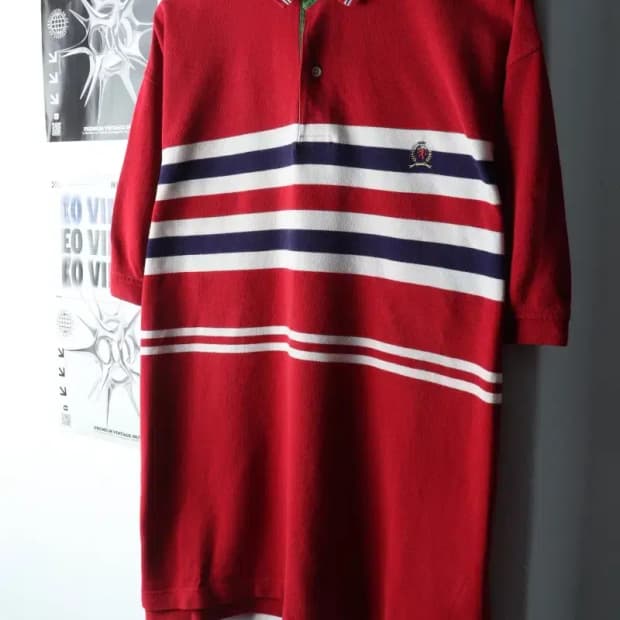 (XL-2XL) 타미힐피거 반팔 카라 티셔츠 빅사이즈 레드-14B10