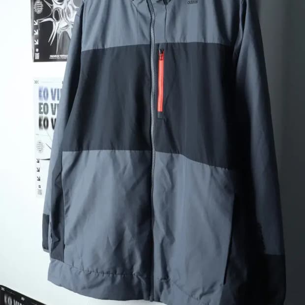 (2XL) 아디다스 집업 바람막이 점퍼자켓 빅사이즈 그레이-14E3D