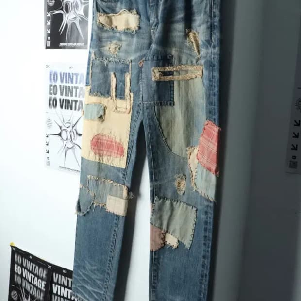 (L-XL) 커버낫 청바지 데님 패치워크 한정판-20B2