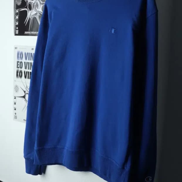 (XL-2XL) 챔피온 맨투맨 티셔츠 블루 로고 올드스쿨-150F0