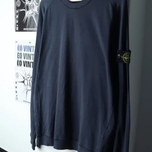 (L-XL) 브랜드빈티지 긴팔티셔츠 스톤아일랜드 네이비-1510F