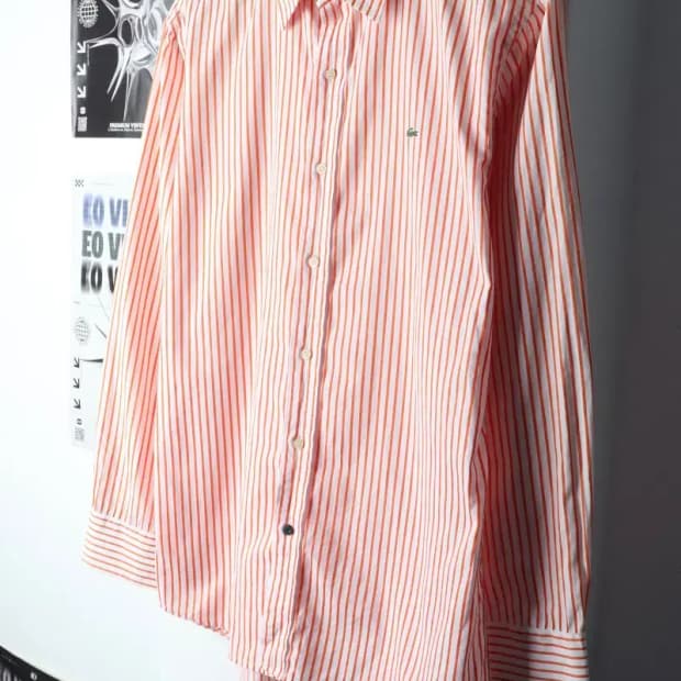 (XL) 라코스테 셔츠 남방 스트라이프 주황-1513B