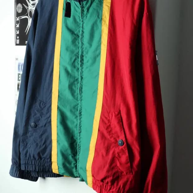 (L-XL) 타미힐피거 집업 바람막이 점퍼자켓 컬러믹스-151A1