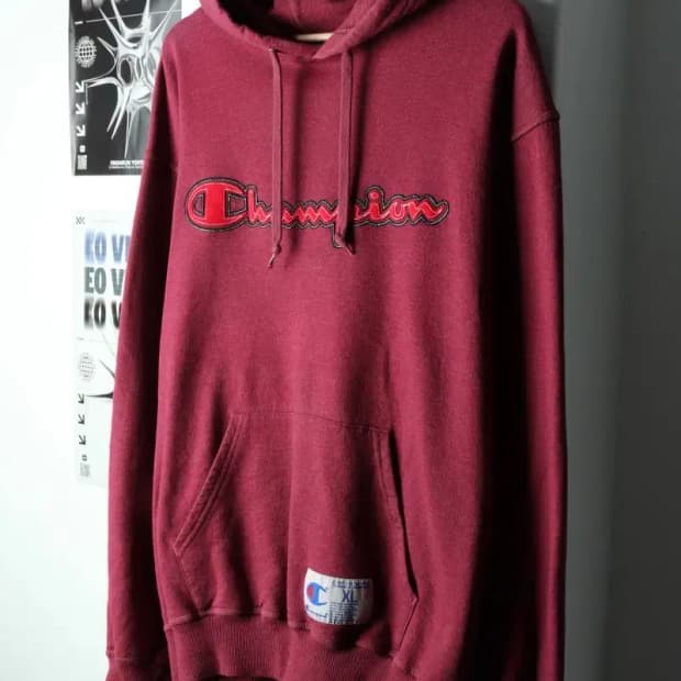 (2XL-3XL) 챔피온 후드티셔츠 빅사이즈 버건디 빅로고-151B5