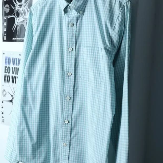 (L-XL) 아베크롬비 셔츠 남방 부분오염 체크 연그린-15368