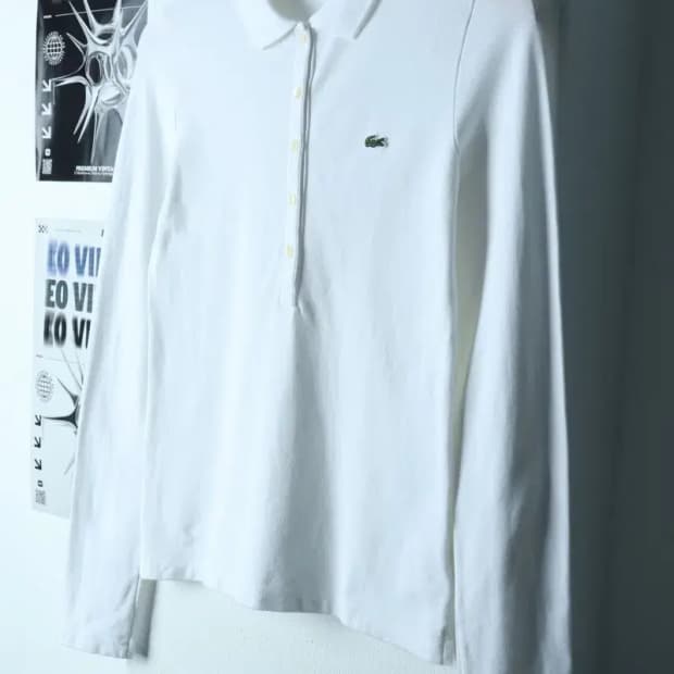 W(S) 라코스테 카라 긴팔티셔츠 화이트 올드스쿨-153C9