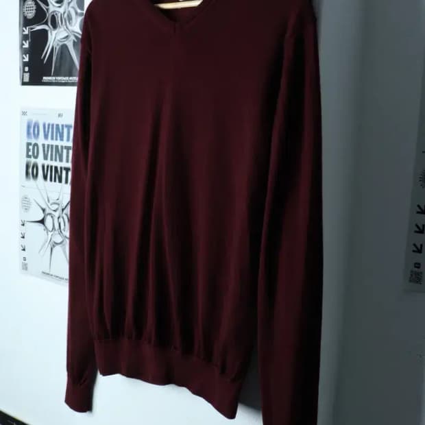 W(L-XL) 브랜드빈티지 니트 자라 브이넥 버건디-153F5