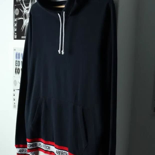 (L-XL) 아베크롬비 후드티셔츠 네이비 기모 올드스쿨-1522F
