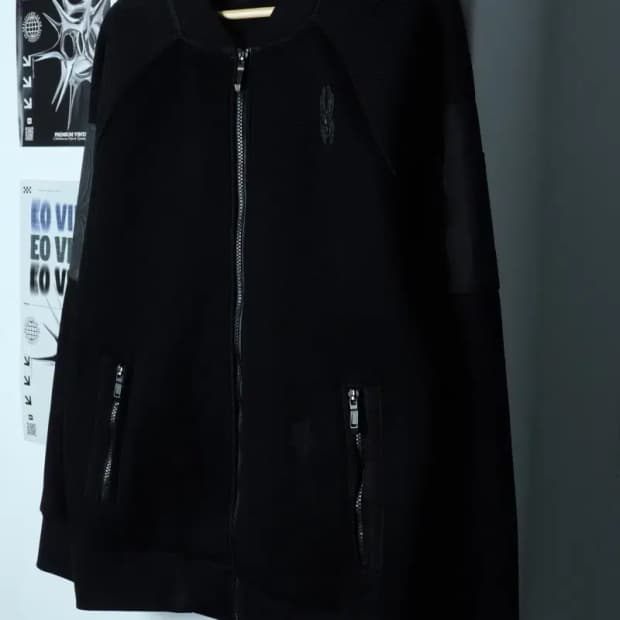 (L-XL) 스파이더 집업져지 트랙탑 매쉬 블랙 올드스쿨-154EB