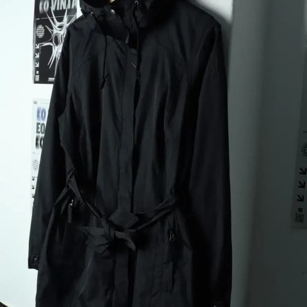W(L) 컬럼비아 집업 바람막이 점퍼자켓 블랙 롱-1557C