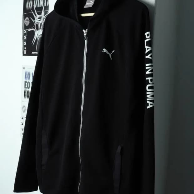 (2XL) 퓨마 후드집업 빅사이즈 블랙 매쉬-15583