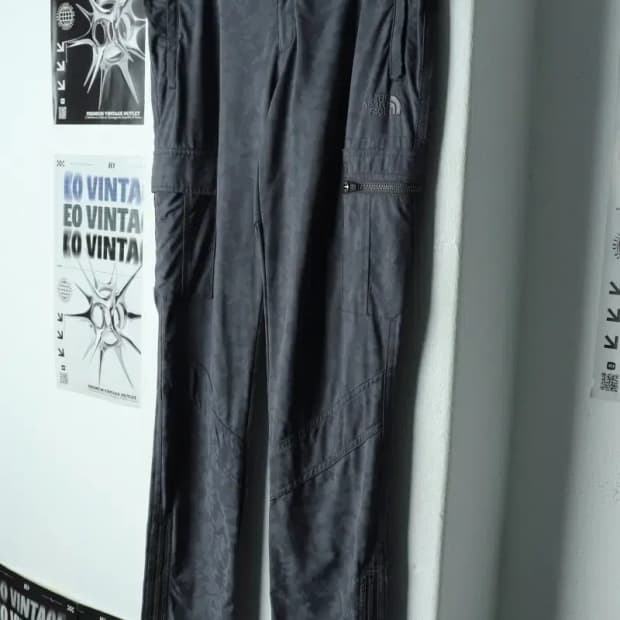 W(L-XL) 노스페이스 트레이닝복 바지 그레이 카모 밴딩-215F
