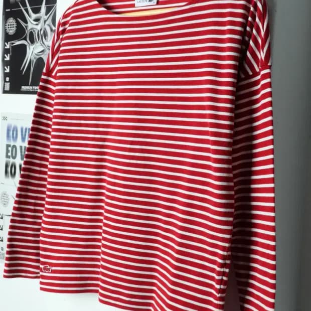 W(M) 라코스테 긴팔티셔츠 스트라이프 버건디-1563D