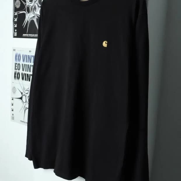 (M-L) 칼하트 긴팔티셔츠 블랙 로고 올드스쿨-15648