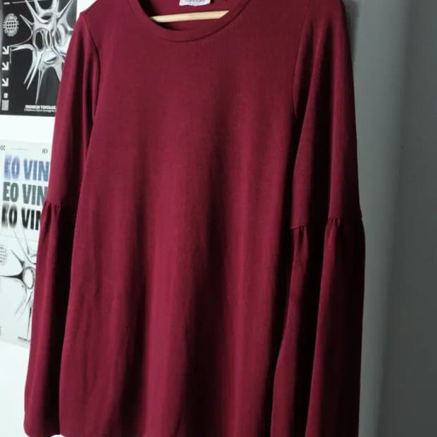 W(F) 캘빈클라인 긴팔티셔츠 버건디 무지-15652