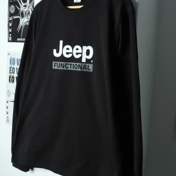 (XL) 지프 긴팔티셔츠 블랙 로고 기모-15653