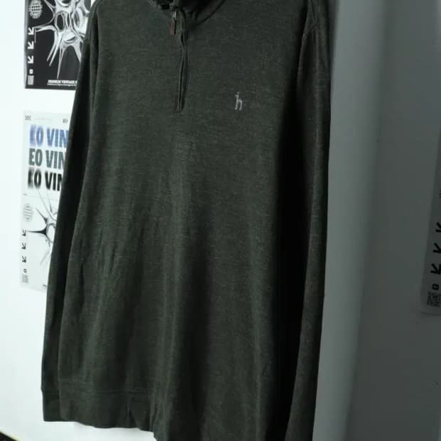 (XL) 헤지스 카라 긴팔티셔츠 반집업 그린-1565C