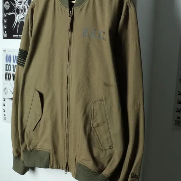 (L-XL) 뉴에라 집업 바람막이 점퍼자켓 밀리터리 카키-156B3