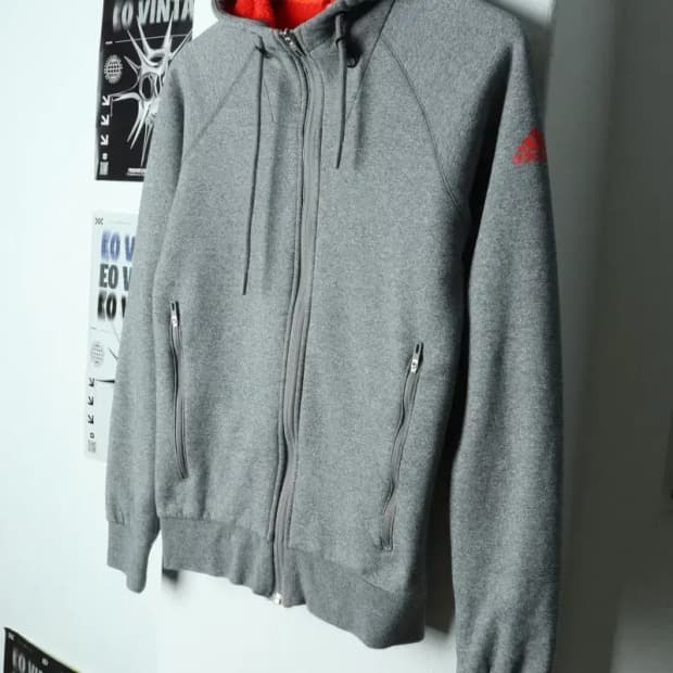 W(M) 아디다스 후드집업 그레이 기모-156BA