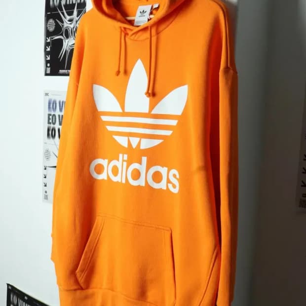 (L-XL) 아디다스 후드티셔츠 오버사이즈 파이어버드 주황-156BF