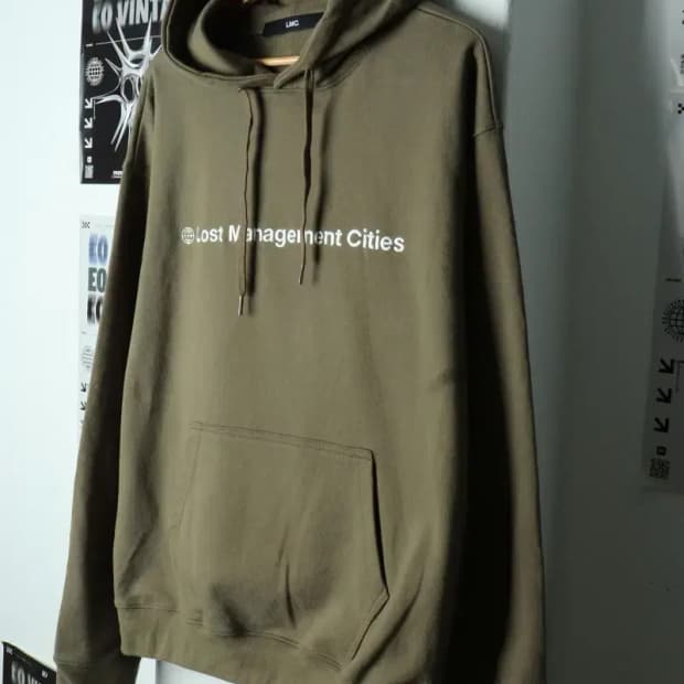 (XL-2XL) 엘엠씨 후드티셔츠 빅사이즈 카키 올드스쿨-156C1