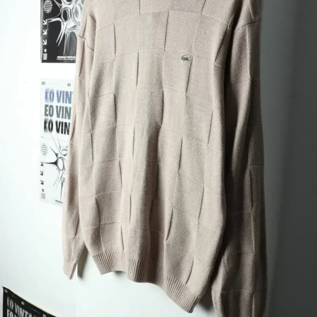 W(XL) 라코스테 니트 체크 베이지-156F7
