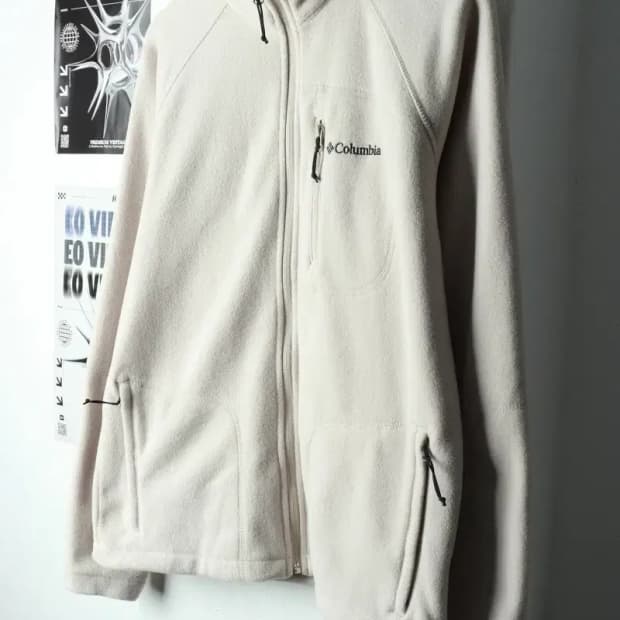 (M) 컬럼비아 집업 바람막이 점퍼자켓 후리스 기모 베이지-15707